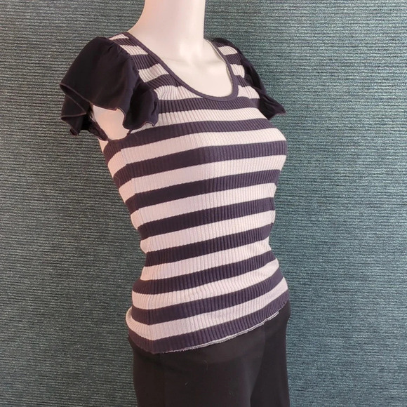 Anthropologie t.la Flutter Sleeve Ribbed Knit Tee - Picture 3 of 10